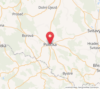 Map of Polička, Pardubický