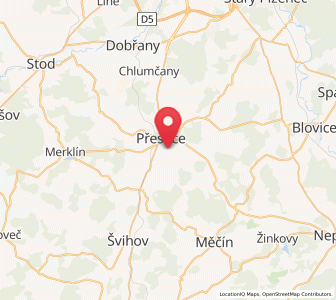 Map of Příchovice, Plzeň Region