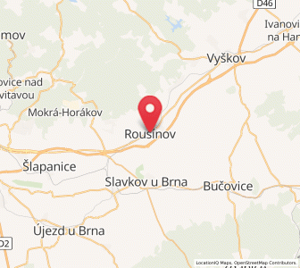 Map of Rousínov, South Moravian