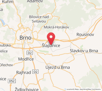 Map of Šlapanice, South Moravian