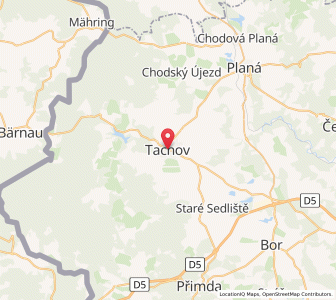 Map of Tachov, Plzeň Region