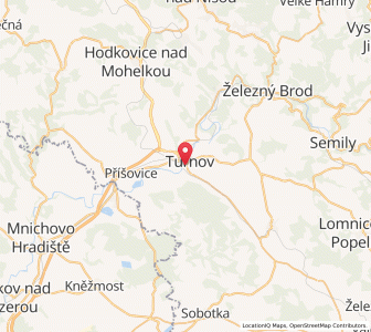 Map of Turnov, Liberecký kraj