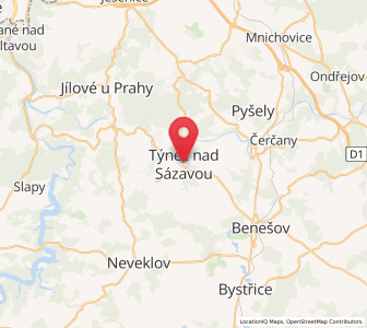 Map of Týnec nad Sázavou, Central Bohemia
