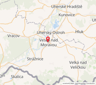 Map of Veselí nad Moravou, South Moravian