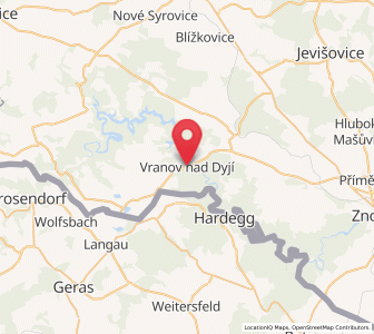 Map of Vranov nad Dyjí, South Moravian