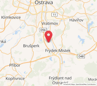 Map of Žabeň, Moravskoslezský