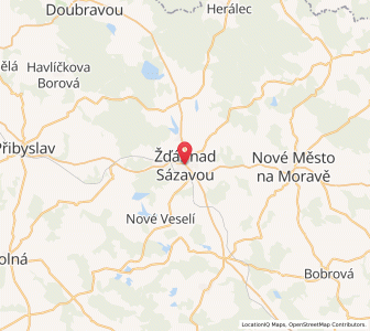 Map of Žďár nad Sázavou, Vysočina