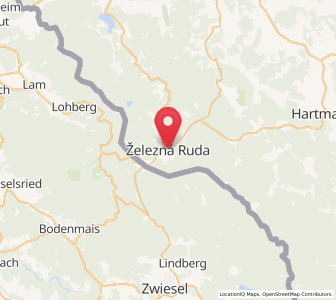 Map of Železná Ruda, Plzeň Region