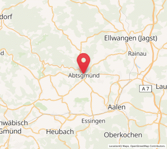 Map of Abtsgmünd, Baden-Wurttemberg