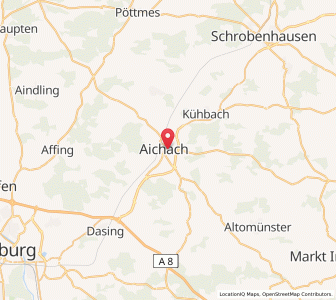 Map of Aichach, Bavaria