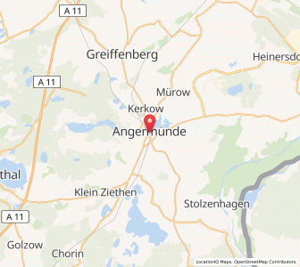 Map of Angermünde, Brandenburg