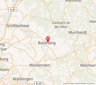 Map of Backnang, Baden-Wurttemberg