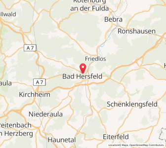 Map of Bad Hersfeld, Hesse