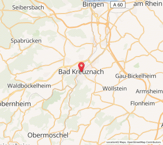 Map of Bad Kreuznach, Rheinland-Pfalz