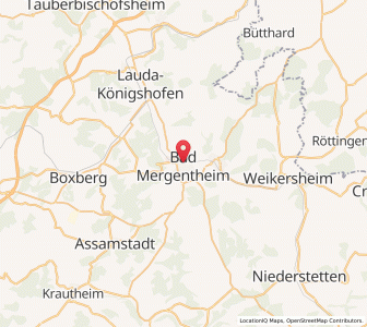Map of Bad Mergentheim, Baden-Wurttemberg