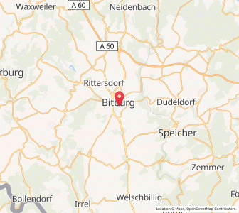 Map of Bitburg, Rheinland-Pfalz