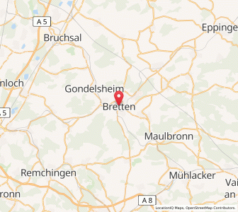 Map of Bretten, Baden-Wurttemberg