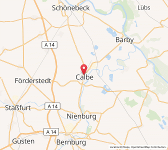 Map of Calbe, Saxony-Anhalt