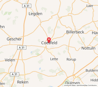 Map of Coesfeld, North Rhine-Westphalia