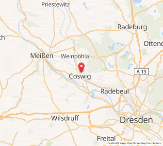 Map of Coswig, Saxony