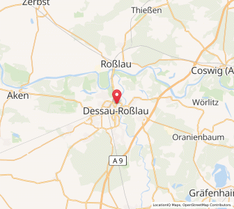 Map of Dessau, Saxony-Anhalt