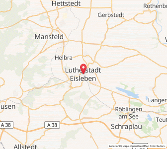 Map of Eisleben Lutherstadt, Saxony-Anhalt