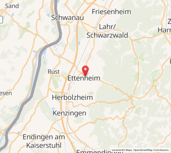 Map of Ettenheim, Baden-Wurttemberg