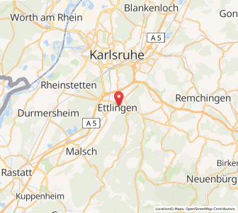 Map of Ettlingen, Baden-Wurttemberg