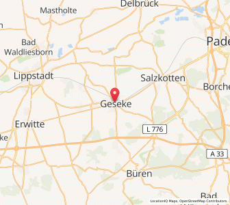Map of Geseke, North Rhine-Westphalia