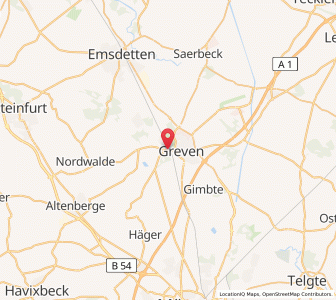 Map of Greven, North Rhine-Westphalia