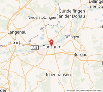 Map of Günzburg, Bavaria
