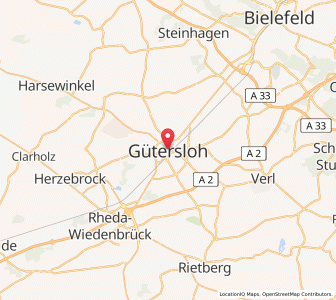 Map of Gütersloh, North Rhine-Westphalia