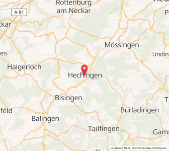 Map of Hechingen, Baden-Wurttemberg
