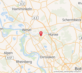 Map of Hünxe, North Rhine-Westphalia
