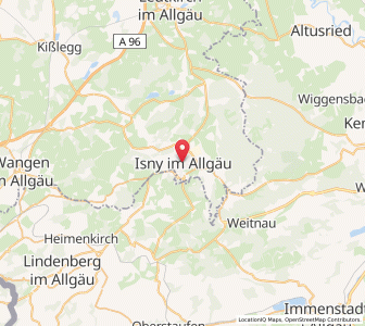 Map of Isny, Baden-Wurttemberg