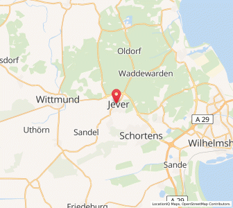 Map of Jever, Lower Saxony