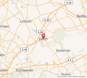 Map of Jülich, North Rhine-Westphalia