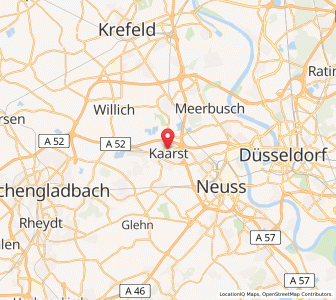Map of Kaarst, North Rhine-Westphalia