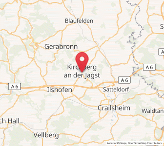 Map of Kirchberg an der Jagst, Baden-Wurttemberg
