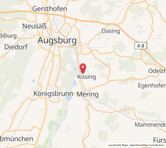 Map of Kissing, Bavaria