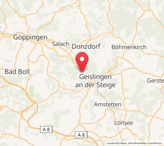 Map of Kuchen, Baden-Wurttemberg