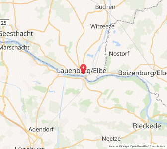Map of Lauenburg, Schleswig-Holstein