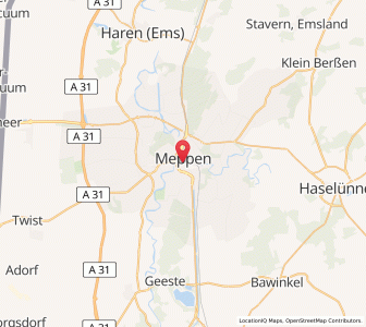 Map of Meppen, Lower Saxony