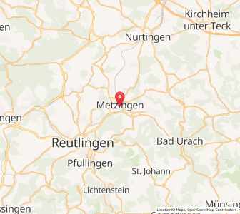 Map of Metzingen, Baden-Wurttemberg