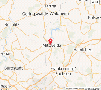 Map of Mittweida, Saxony