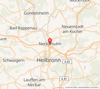 Map of Neckarsulm, Baden-Wurttemberg