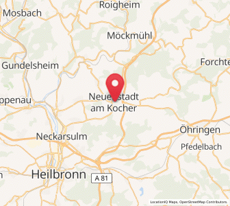 Map of Neuenstadt am Kocher, Baden-Wurttemberg
