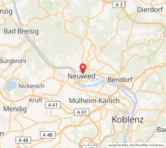 Map of Neuwied, Rheinland-Pfalz