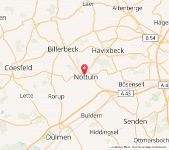 Map of Nottuln, North Rhine-Westphalia