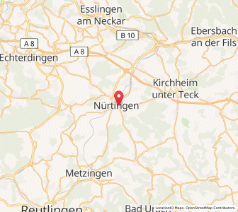 Map of Nürtingen, Baden-Wurttemberg